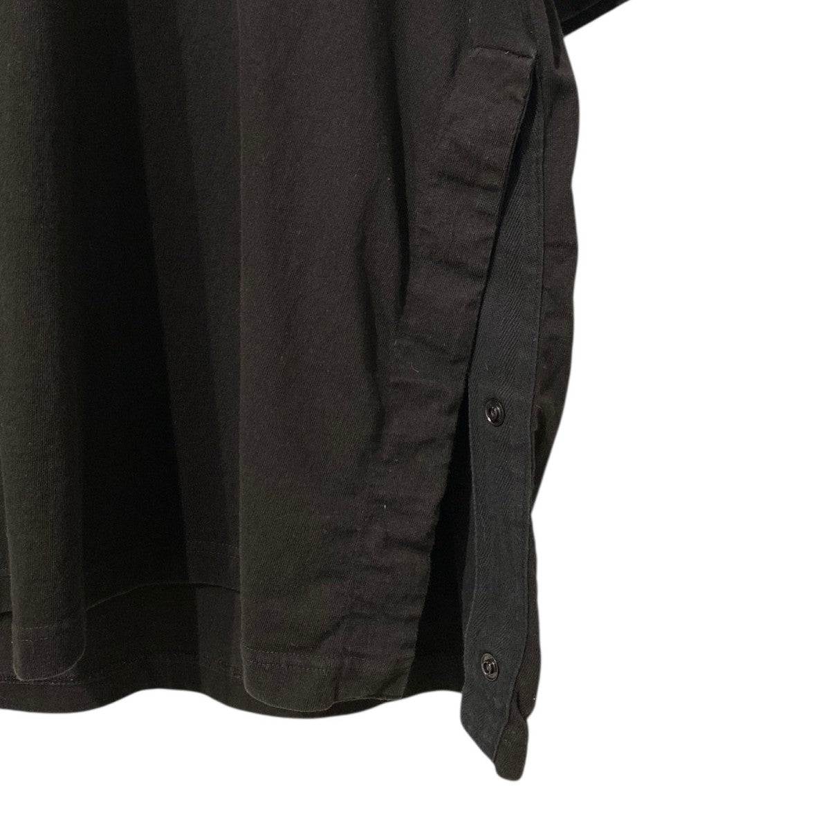 22SSCotton Twill T-Shirtロゴ刺繍切替ドッキングコットンツイルTシャツ サイドスナップボタン