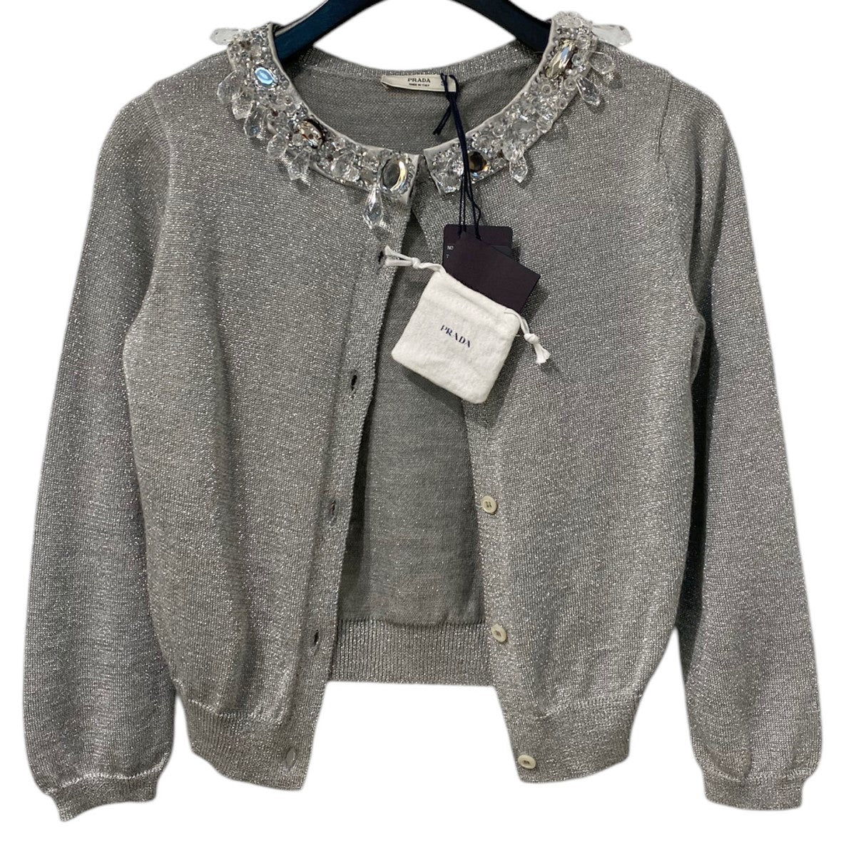 PRADA ビジューウールシルクカーディガン 古着・中古-1枚目のアイテム画像