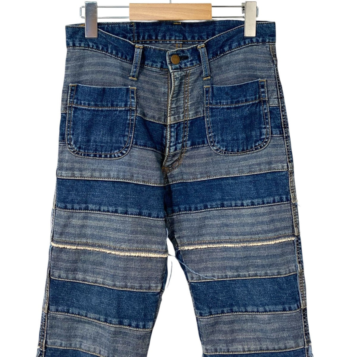 00's2AP-9631 KINKY JEANSツギハギウミヘビ加工フレアデニムパンツ