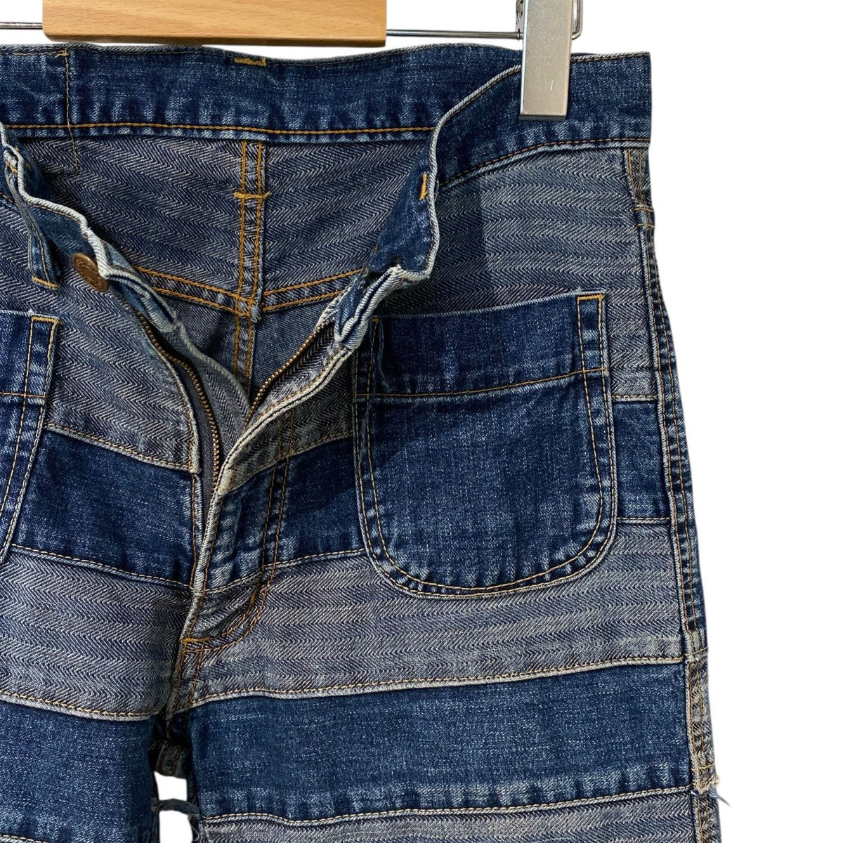 00's2AP-9631 KINKY JEANSツギハギウミヘビ加工フレアデニムパンツ