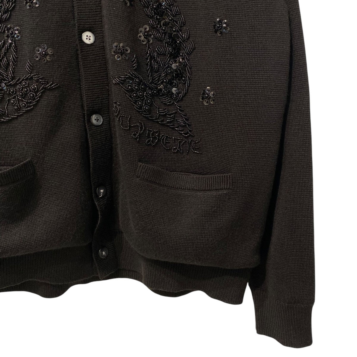 23SSBeaded Applique Cardiganビジュー装飾ニットカーディガンポロPOLO