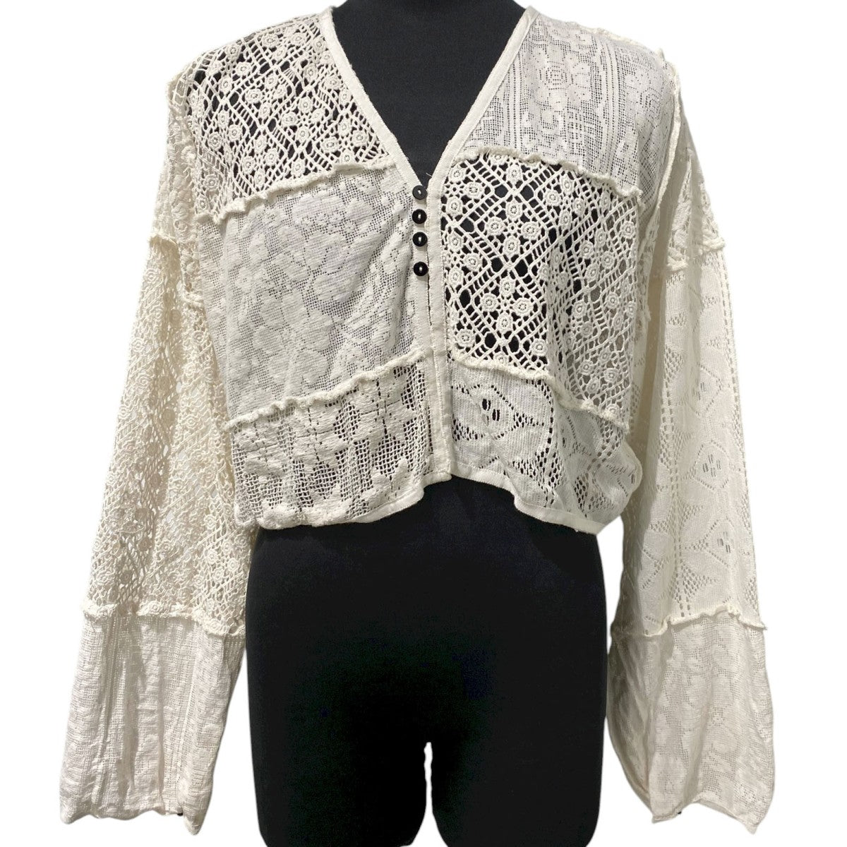 2025 アンヌーク Patchwork Lace Cardigan アイボリー ànuke online
