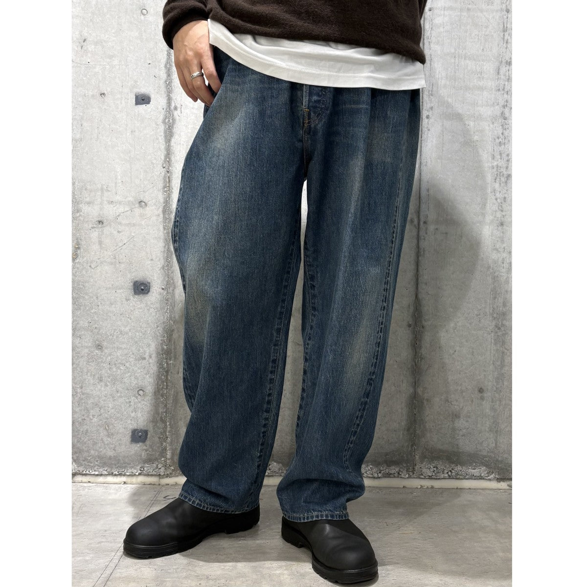 24SSBaggy Denim Pants ヴィンテージ加工バギーデニムパンツ