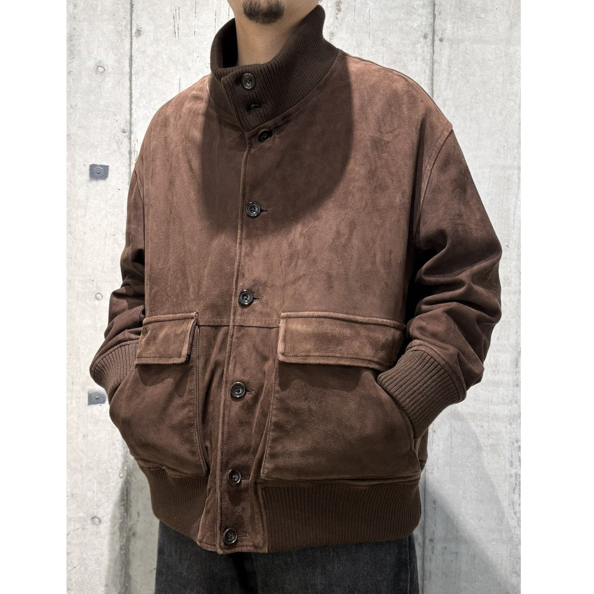 22AWLeather Suede Blouson Entrefinoシープレザーエントロフィーノシルクスウェードジャケットブルゾン