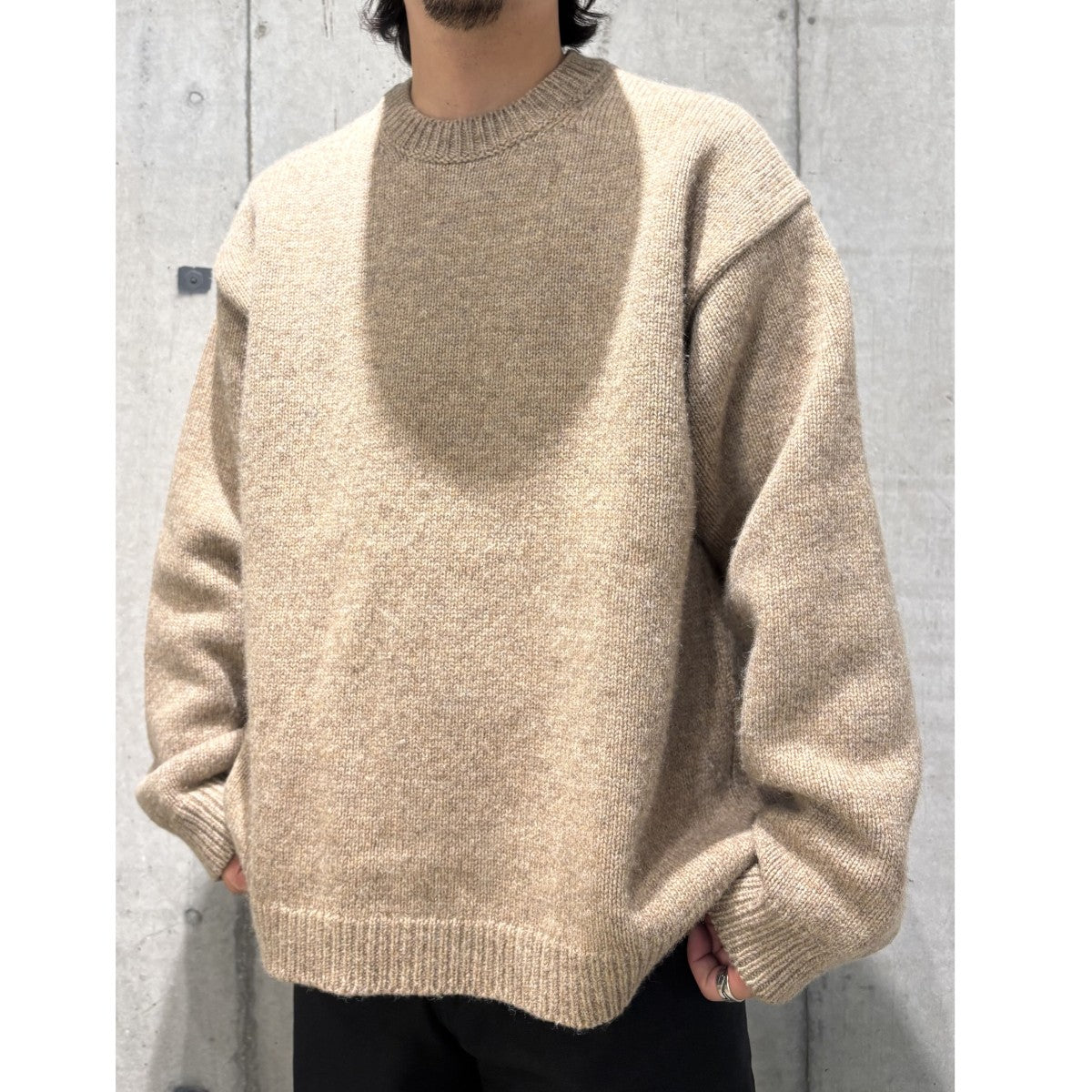 21AWOversized Wool Knit Pulloverオーバーサイズウールニットセーターローゲージ