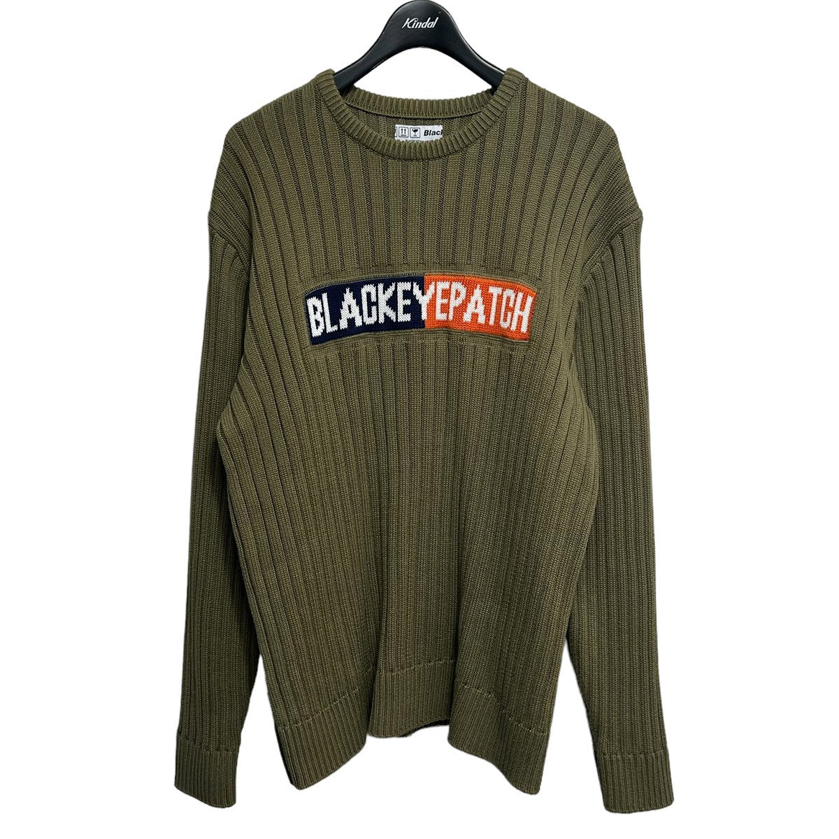 BlackEyePatch(ブラックアイパッチ) 2021AW 2 TONE LOGO KNIT SWEATER ツートーンロゴニットセーター  オリーブ サイズ L｜【公式】カインドオルオンライン ブランド古着・中古通販【kindal】