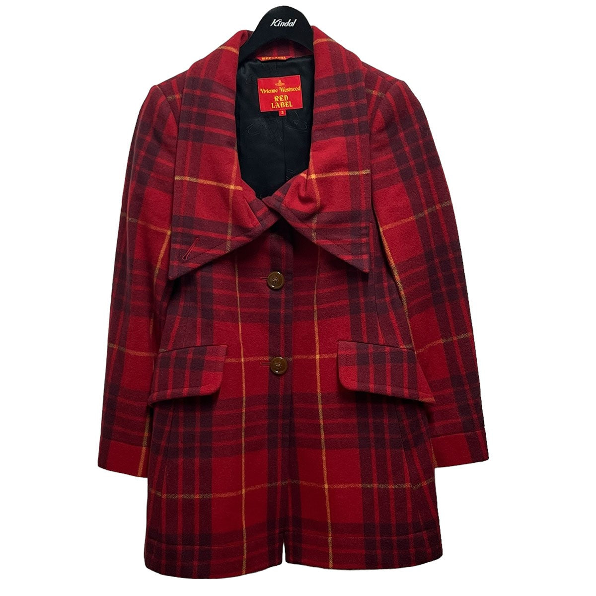 Vivienne Westwood RED LABEL(ヴィヴィアンウエストウッドレッドレーベル) チェックウールコート357-01-67001  357-01-67001 レッド サイズ 3｜【公式】カインドオルオンライン ブランド古着・中古通販【kindal】