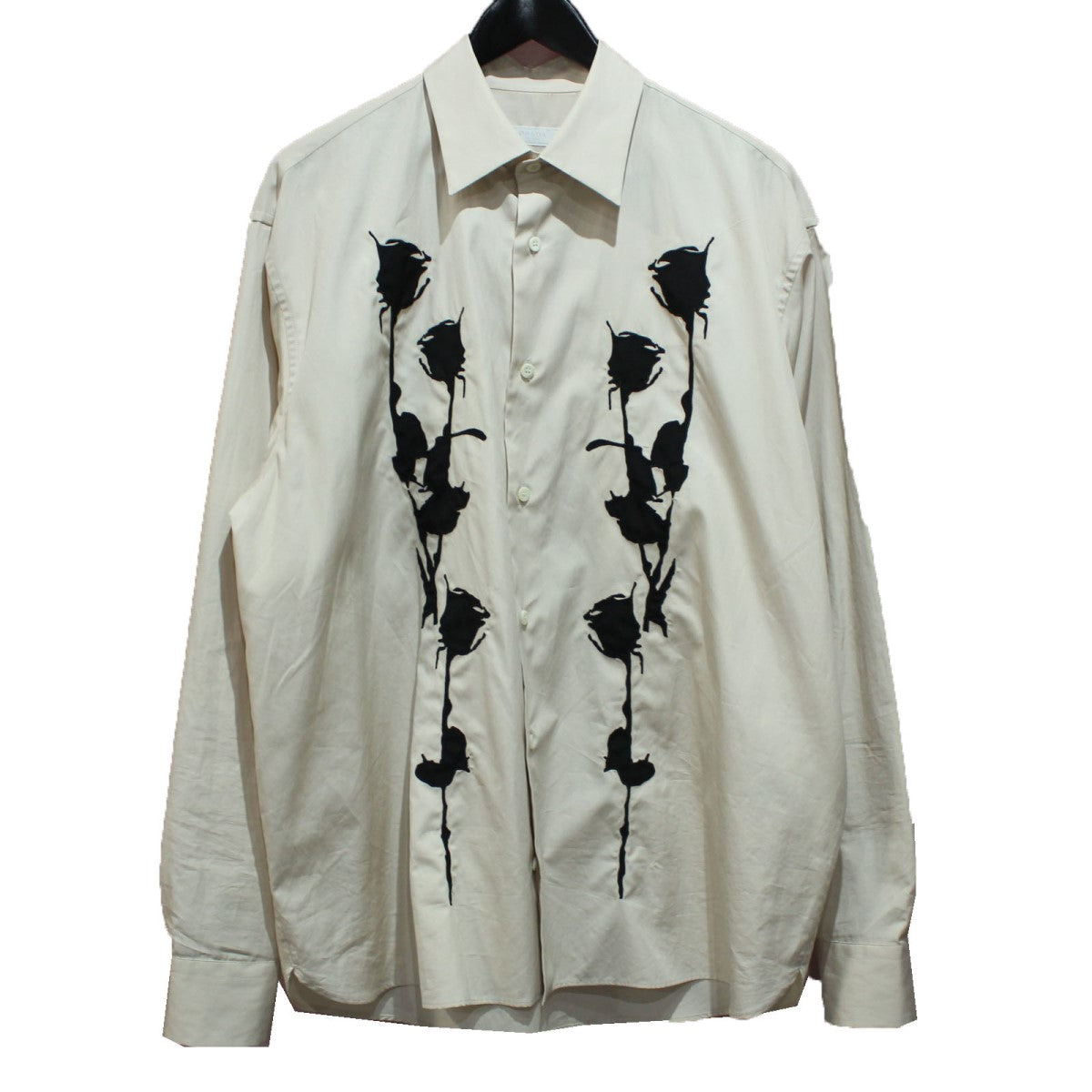 PRADA(プラダ) 24SS embroidery poplin shirt エンブロイダリー ポプリン シャツ トライアングルパッチ UCN541  ベージュ サイズ S｜【公式】カインドオルオンライン ブランド古着・中古通販【kindal】