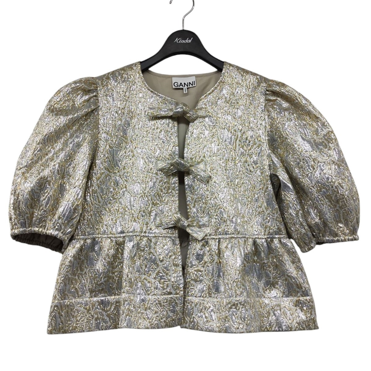 Ganni(ガニー) 2025SS GOLD AND SILVER PEPLUM TIE STRING
