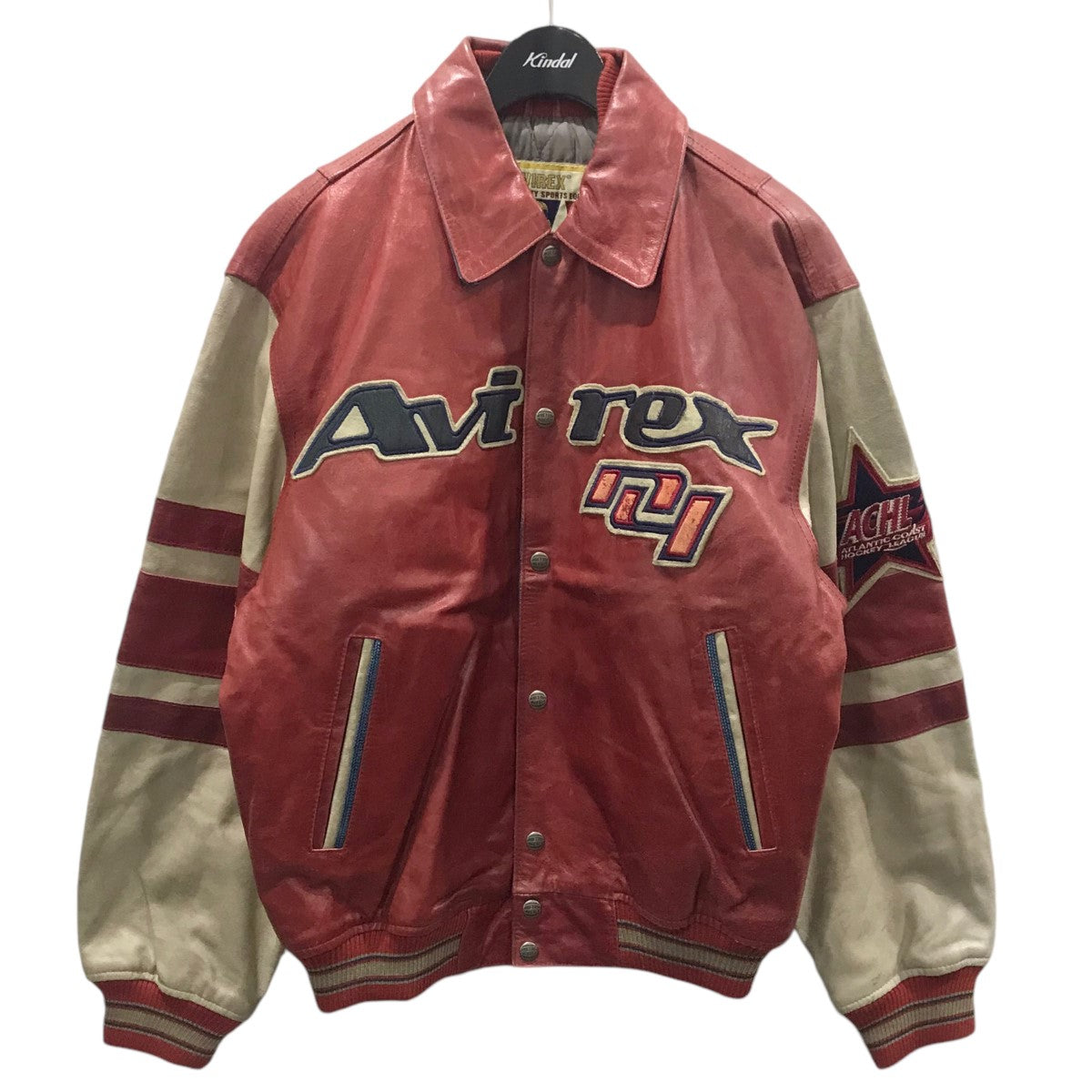 AVIREX(アビレックス) 90s レザースタジャン ALL STAR AWARD JACKET Goalers All Star 213693  213693 レッド・ベージュ サイズ S｜【公式】カインドオルオンライン ブランド古着・中古通販【kindal】