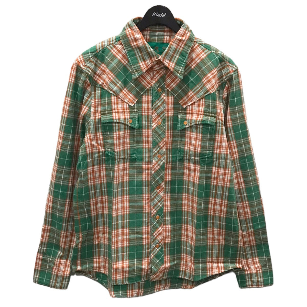 TMT(ティーエムティー) チェック柄ウエスタンシャツ REVIVAL W-GAUZE PLAID SHIRTS リバイバルダブルガーゼプレイドシャツ  TSH-S23SP01 TSH-S23SP01 グリーン。オレンジ・ホワイト サイズ L｜【公式】カインドオルオンライン  ブランド古着・中古通販【kindal】