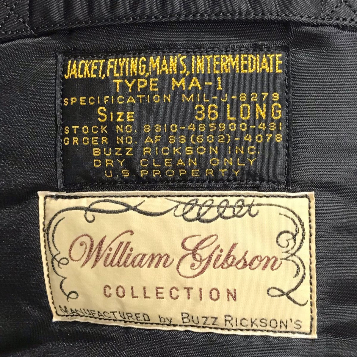 フライトジャケット type BLACK MA-1 SLENDER LONG WILLIAM GIBSON COLLECTION ウィリアムギブソン コレクション BR12667