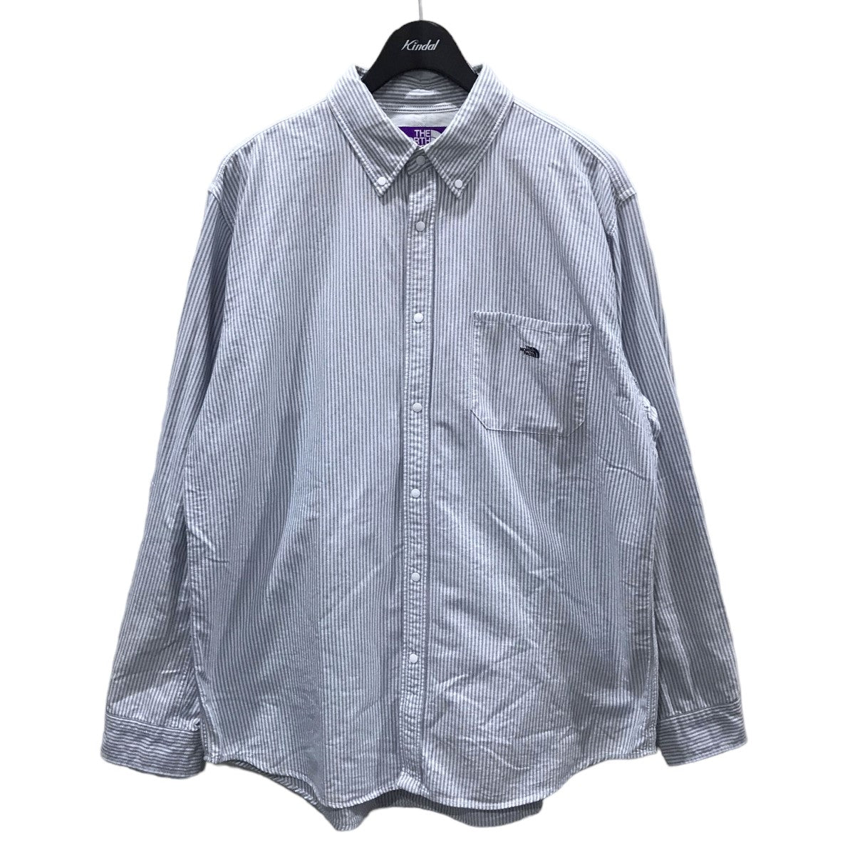 THE NORTHFACE PURPLELABEL(ザノースフェイスパープルレーベル) 20SS ストライプ柄シャツ Cotton Polyester  Stripe OX B．D． Shirt コットンポリエステルストライプオックスフォードボタンダウンシャツ NT3002N NT3002N  ブルー・ホワイト サイズ XL｜【公式】カインド ...