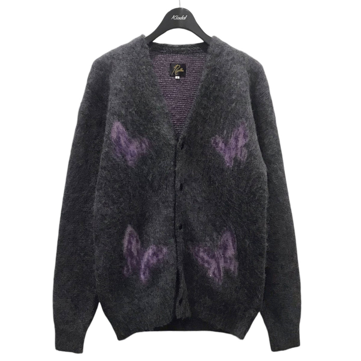 Needles(ニードルス) パピヨン柄モヘヤニットカーディガン Mohair Cardigan - Papillon FK235 FK235  グレー・パープル サイズ S｜【公式】カインドオルオンライン ブランド古着・中古通販【kindal】