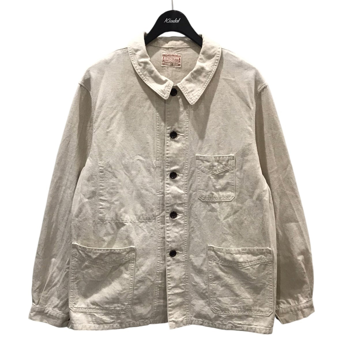 ボンクラのカバーオールジャケット French Work Jacket Dungaree Cotton Linen millefeuille フレンチワークジャケット ダンガリー コットンリネン ミルフィーユです。 BONCOURA 古着・中古 アウター アイテム