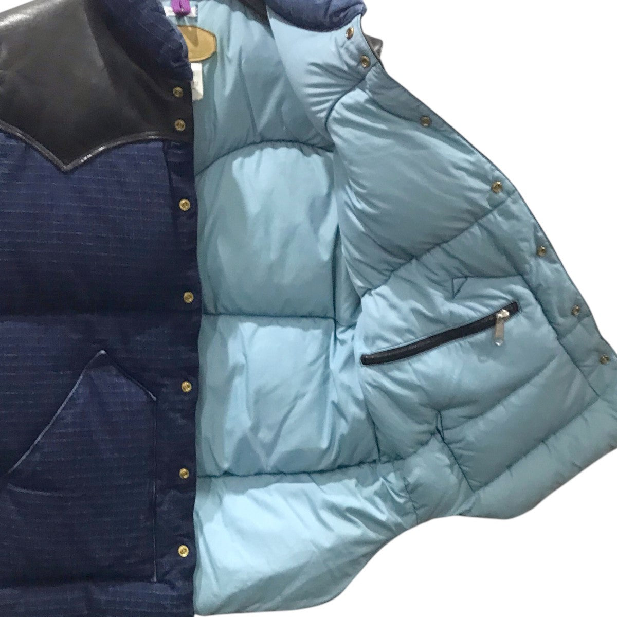 インディゴコットンリップストップ ダウンベスト INDIGO RIP STOP DOWN VEST 290-182-13