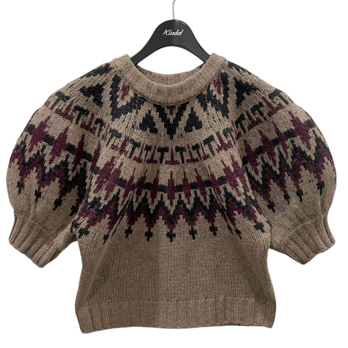 machatt ローゲージノルディックニット machatt(マチャット) ボリュームスリーブ半袖ニットセーター