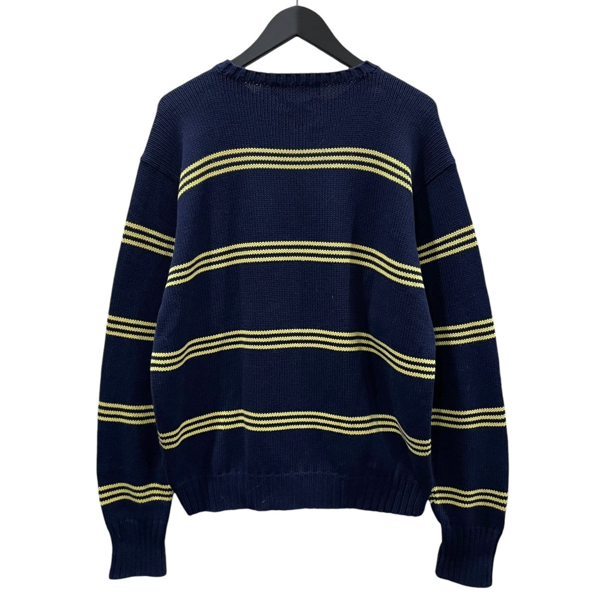 ボーダー柄コットンニットセーター