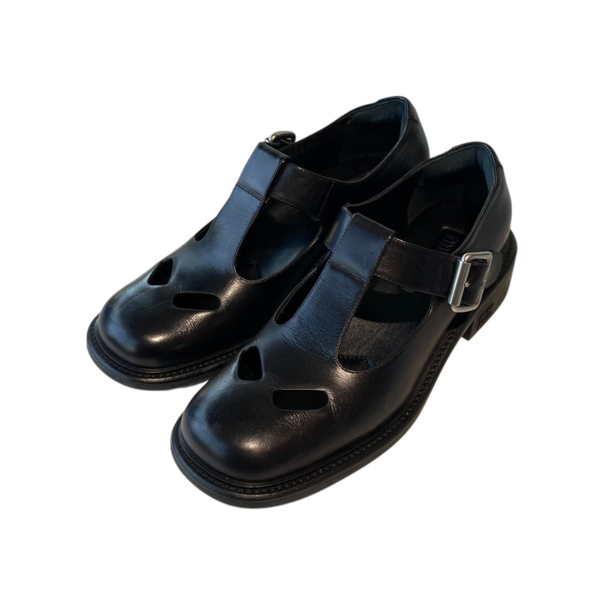 MIU MIU(ミュウミュウ) Tバーレザーシューズ5E318E 5E318E ブラック