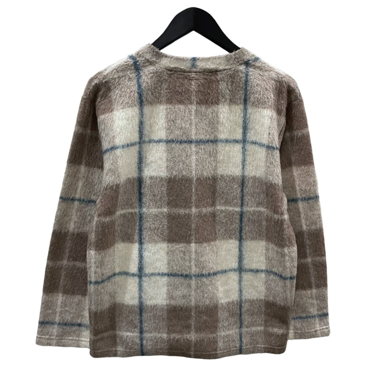 チェック柄プルオーバーVネックニットセーター