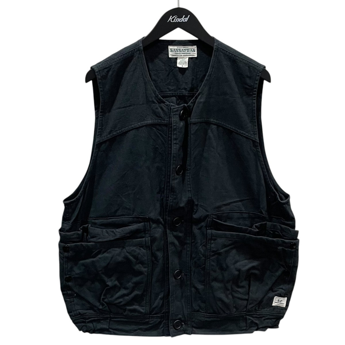 SASSAFRAS Whole Hole Vest Lサイズ 黒 SASSAFRAS(ササフラス) オーバーグロウン ハイカー ベスト Overgrown