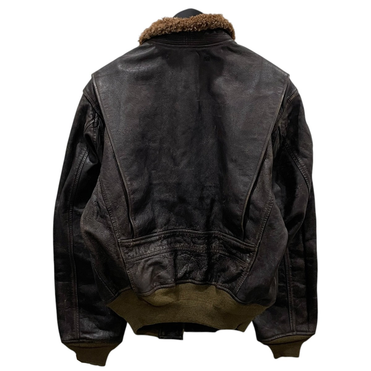 ヴィンテージ加工フライトジャケット Shearling-Collar Leather Flight Jacket シアリングカラー レザーフライトジャケット 782P05095001