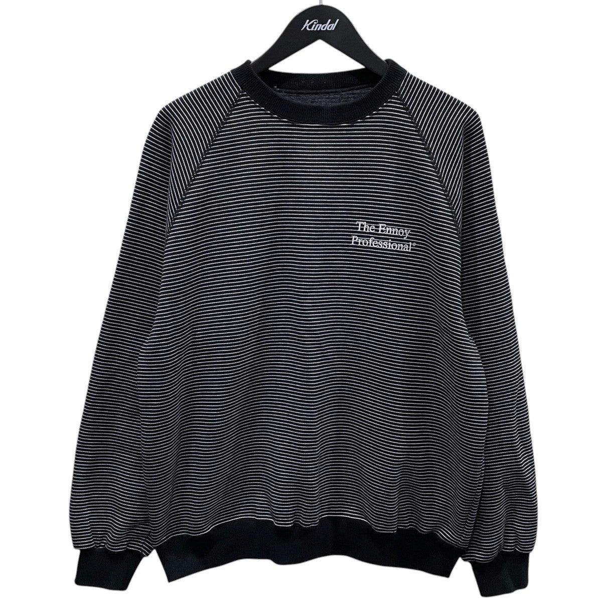 ENNOY(エンノイ) 25AW ボーダー柄ロゴ刺繍裏起毛スウェットトレーナー