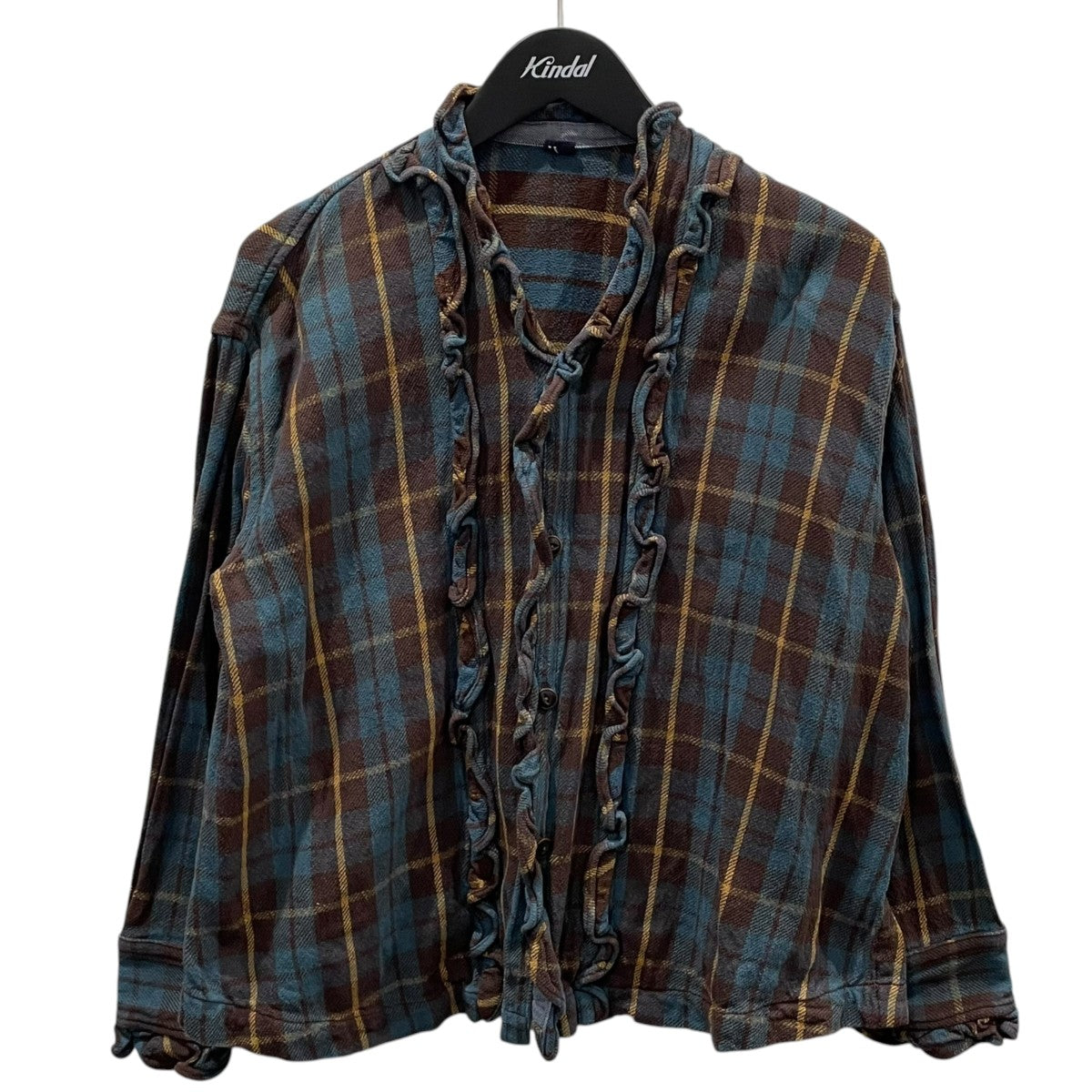 45R(フォーティファイブアール) 22AW チェック柄フリルブラウス インド 