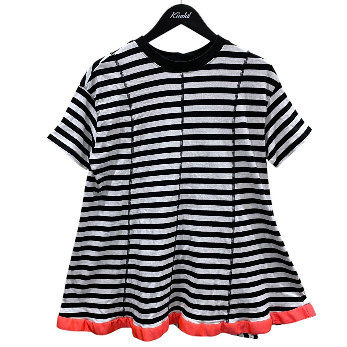 24SS ボーダー柄半袖カットソー フレアタグTシャツ LIN-35