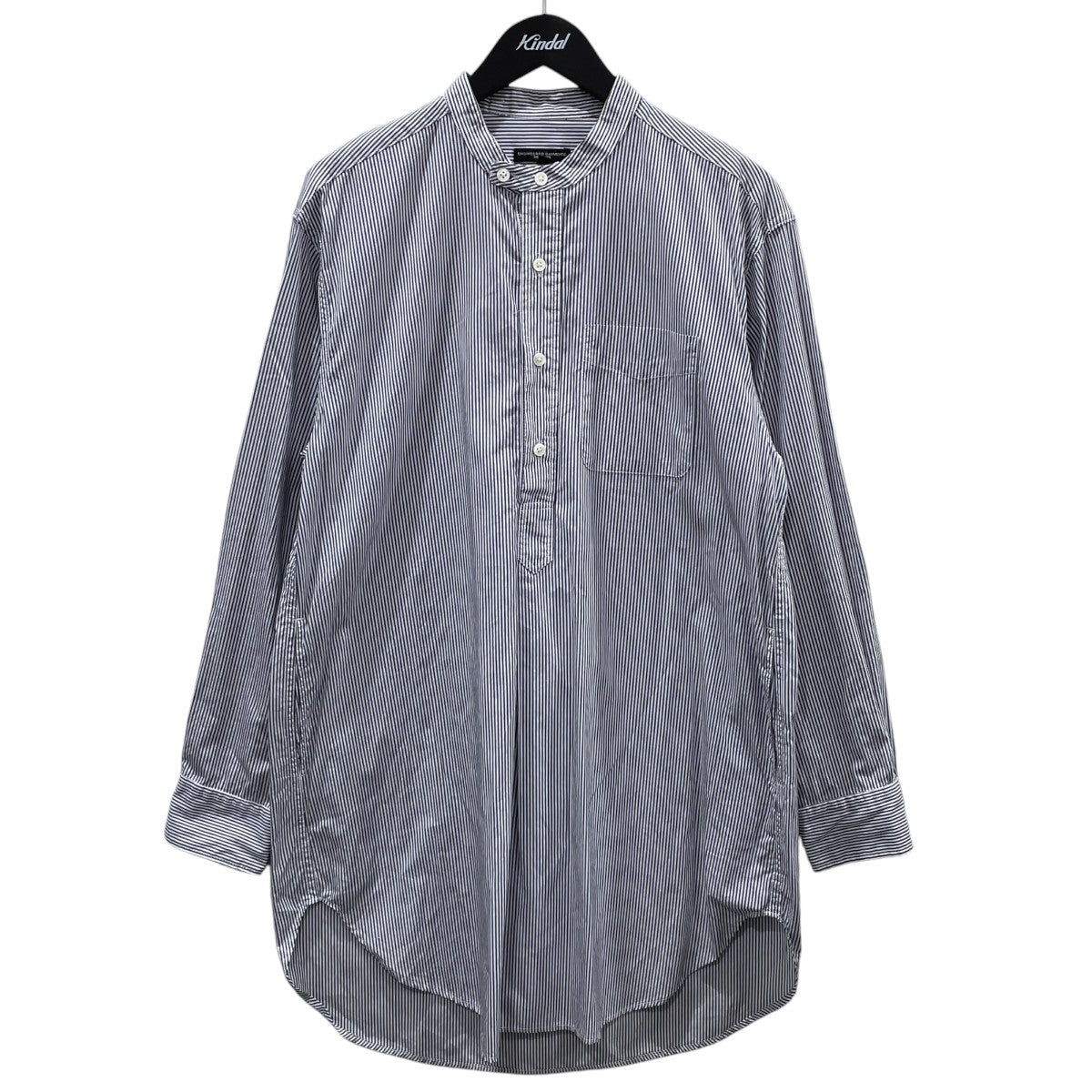 ストライプ柄プルオーバーシャツ Hairline Stripe Banded Collar Long Shirt ヘアラインストライプ バンデッドカラー ロングシャツ