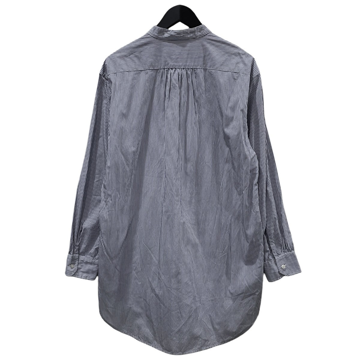 ストライプ柄プルオーバーシャツ Hairline Stripe Banded Collar Long Shirt ヘアラインストライプ バンデッドカラー ロングシャツ