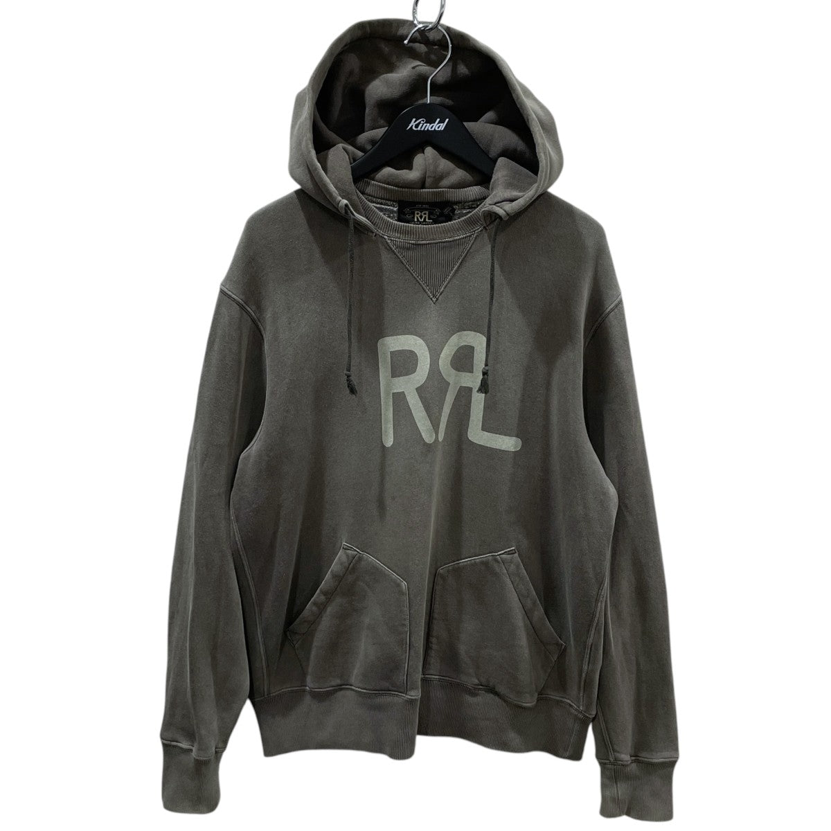 RRL(ダブルアールエル) 裏起毛ロゴプリント後付けフードパーカー LOGO
