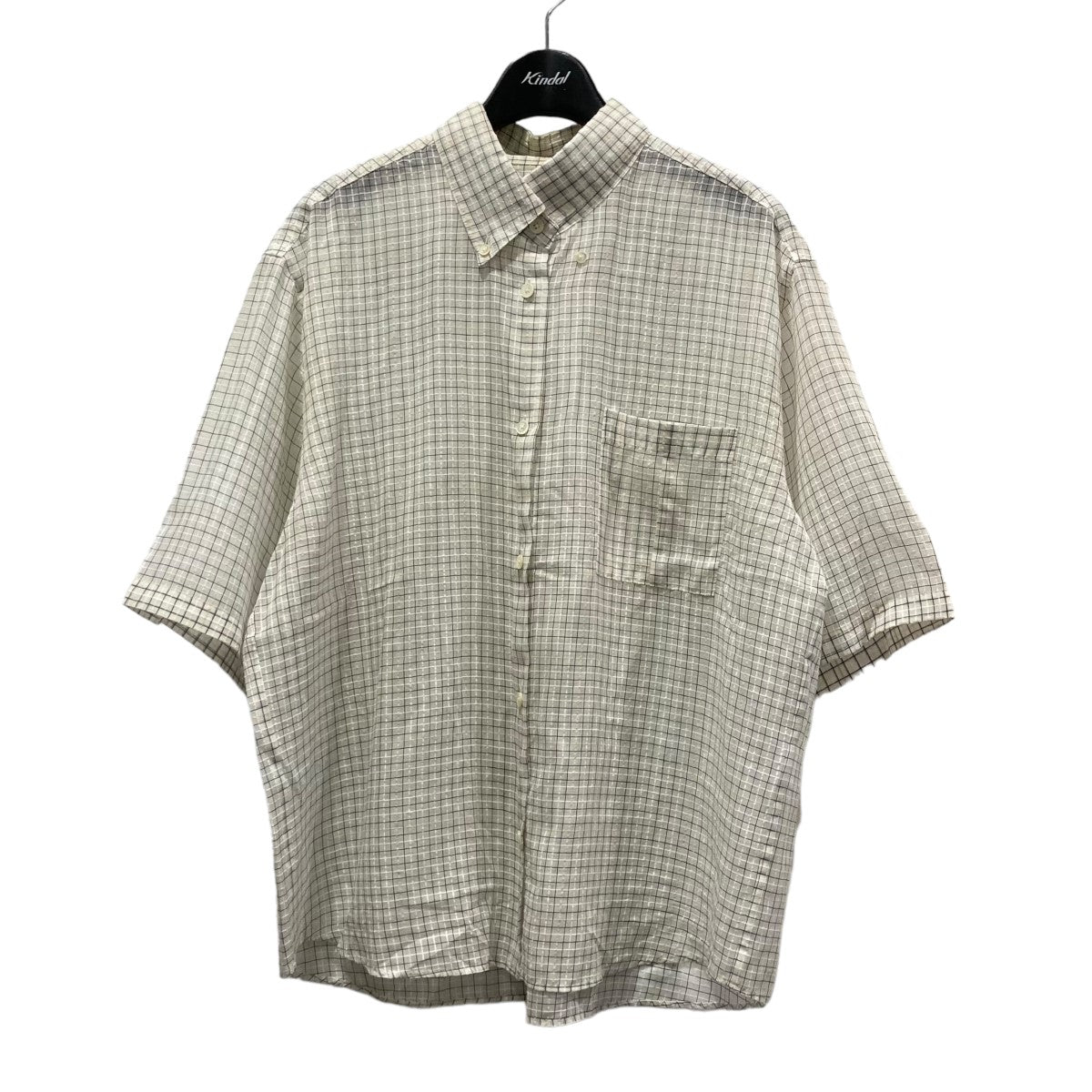 6(ROKU) BEAUTY＆YOUTH(ロク ビューティアンドユース) ｢CUPRO COTTON SUKE CHECK SHORT SLEEVE  SHIRT｣シャツ 8616-299-0084 ホワイト×ブラック サイズ 14｜【公式】カインドオルオンライン 