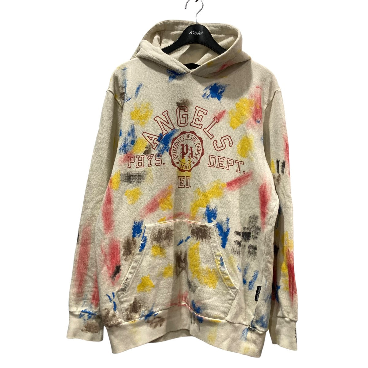 Palm Angels(パームエンジェルス) painted college hoodieカレッジロゴプリントペイントパーカーPMBB58S22FLE021  PMBB58S22FLE021 アイボリー サイズ L｜【公式】カインドオルオンライン ブランド古着・中古通販【kindal】