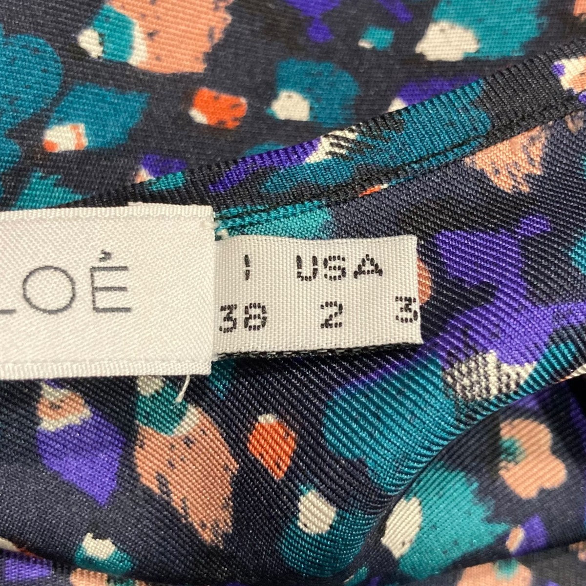 SEE BY CHLOE 総柄シルクワンピースL V 6000 古着・中古-4枚目のアイテム画像