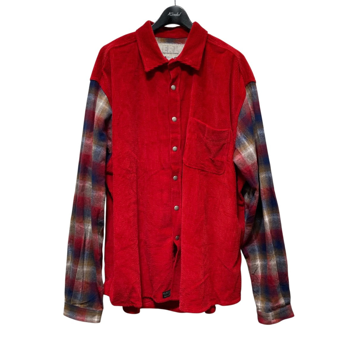 ERL(イーアールエル) 24AWチェックスリーブコーデュロイシャツ