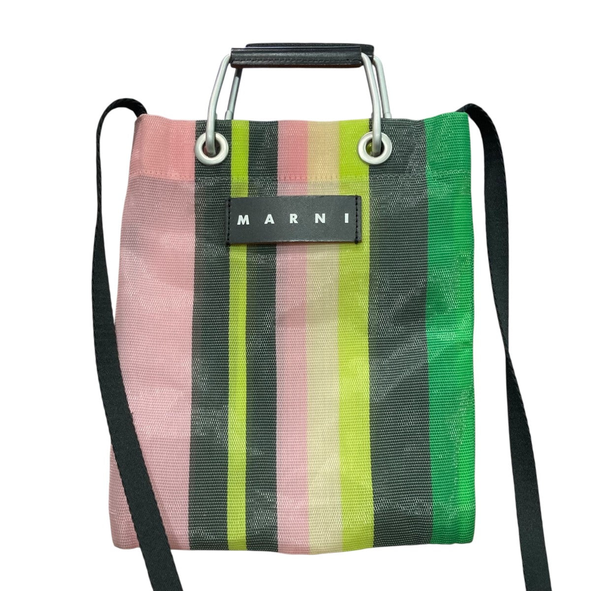 MARNI(マルニ) ストライプミニショルダーバッグ ピンク×グリーン