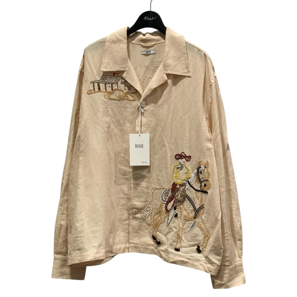 BODE(ボーディ) BEADED BUCKAROO LS SHIRTリネンコットン長袖ビーズ