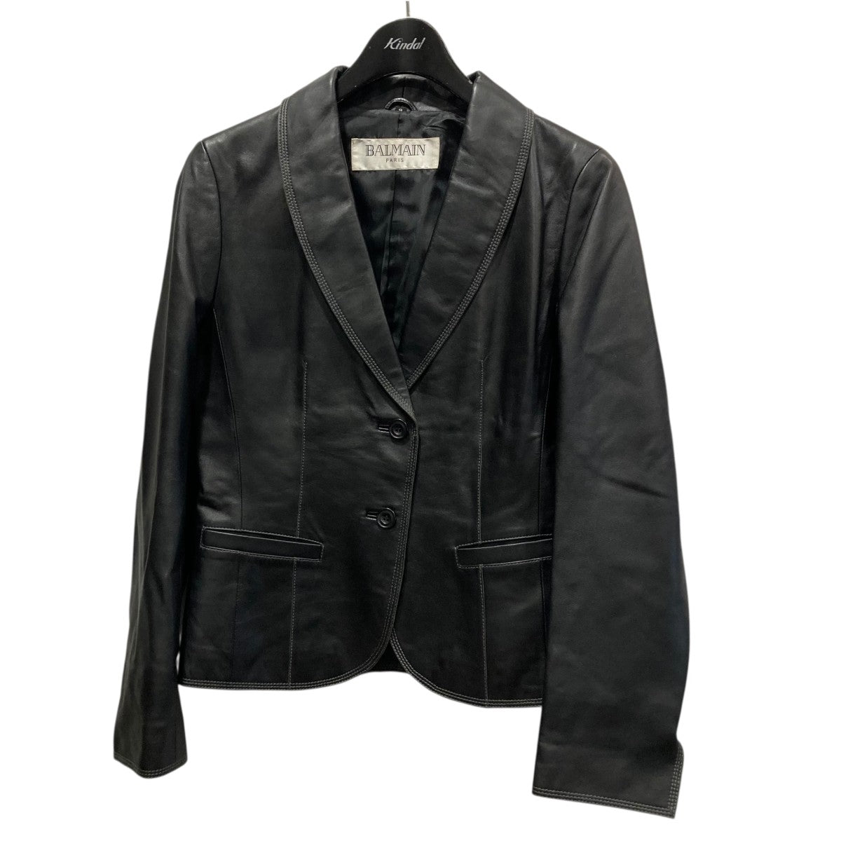 BALMAIN(バルマン) ラムレザーテーラードジャケット ブラック サイズ 9 