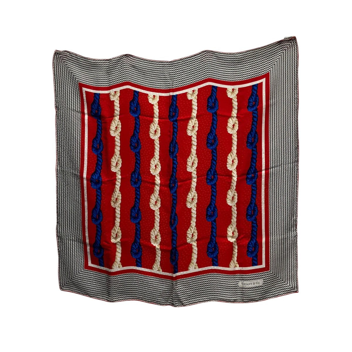 Tiffany ＆ Co．(ティファニー) ロープ柄シルクスカーフ レッド サイズ
