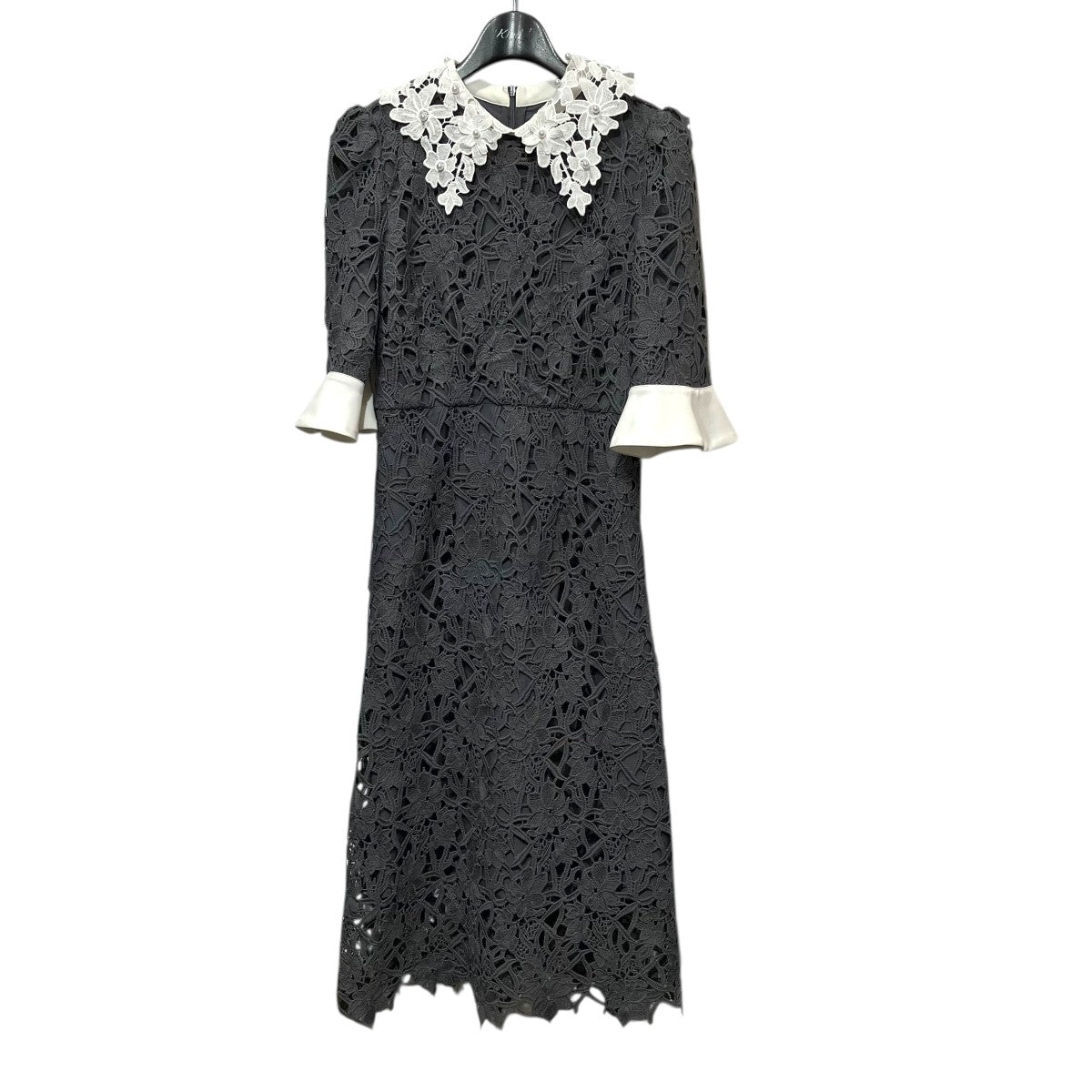 LEJA(レジャ) 花柄レースカラースパンコールAラインワンピースドレス
