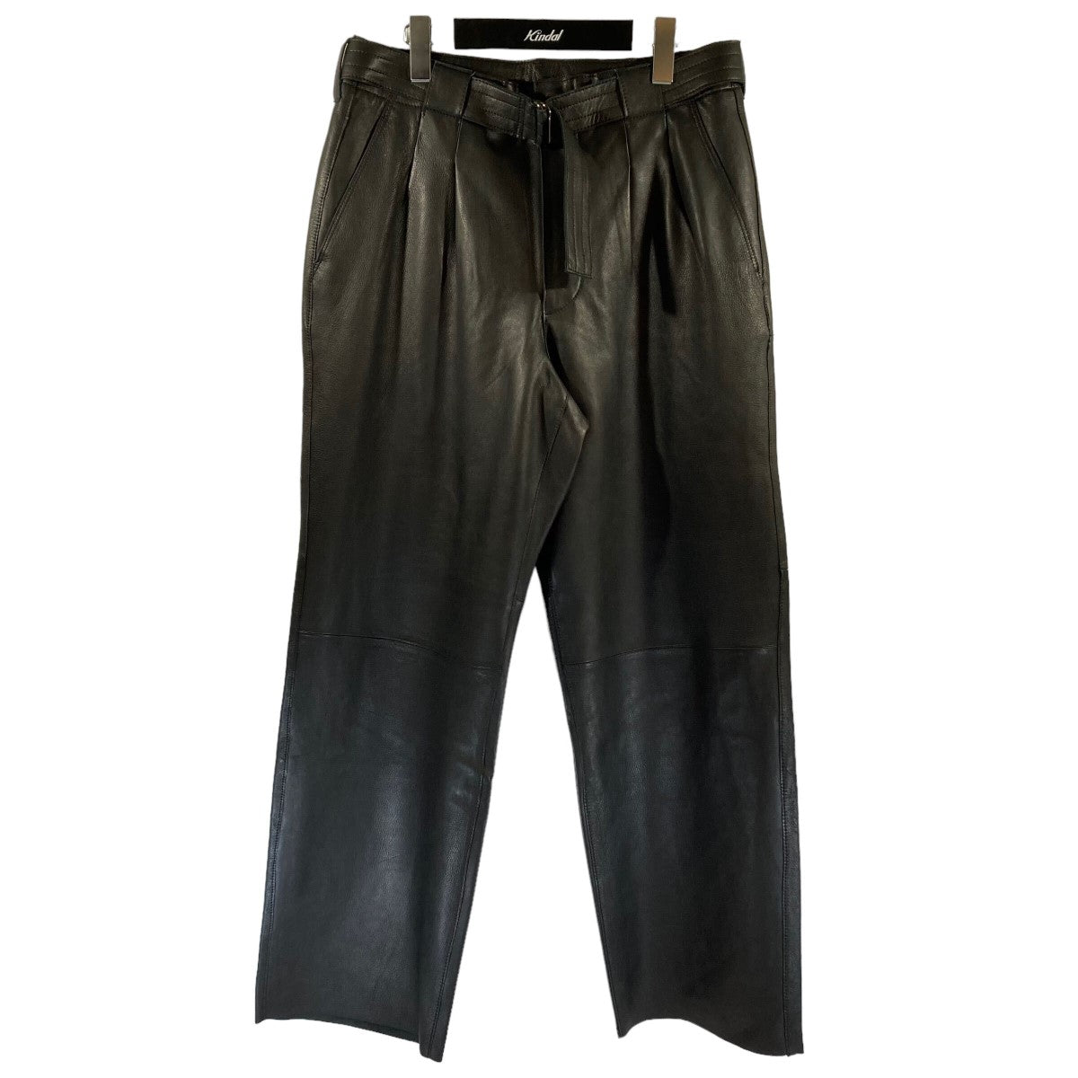 YOKE(ヨーク) 21AW BELTED LEATHER 2TUCK TROUSERS レザーパンツ 21AW0271P ブラック サイズ  3｜【公式】カインドオルオンライン ブランド古着・中古通販【kindal】