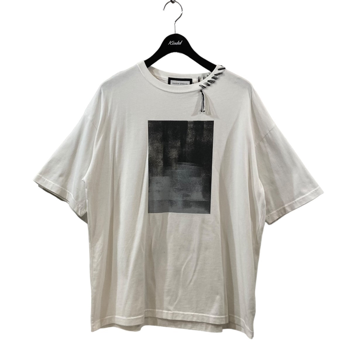 MAISON SPECIAL(メゾンスペシャル) Abstract Hand-Printed Oversized Stitched Crew Neck  T-shirt半袖Tシャツ11241411207 11241411207 ホワイト サイズ M｜【公式】カインドオルオンライン  ブランド古着・中古通販【kindal】