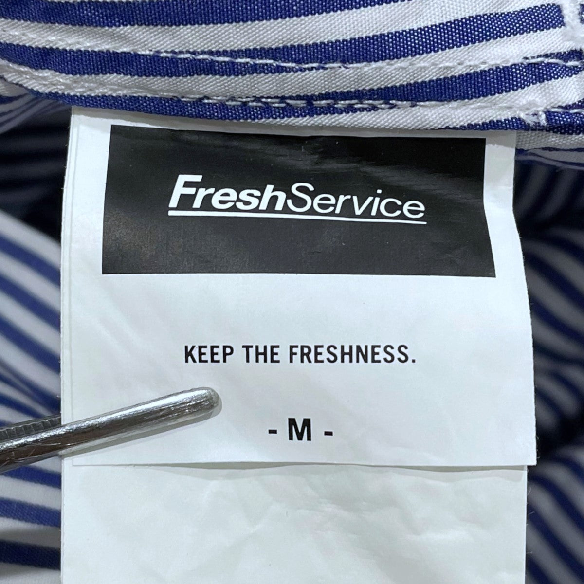 FreshService×AS(ACTUAL SOURCE) バックプリントストライプ柄シャツ CORPORATE UNIFORM SHIRT コーポレートユニフォームシャツ FSC243-50198AS 古着・中古-6枚目のアイテム画像