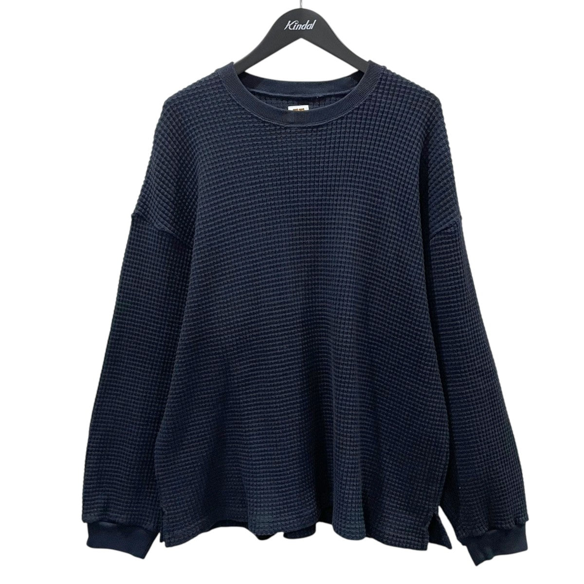 Graphpaper コットン100% ネイビーワッフル　長袖カットソー SEESEE(シーシー) ワッフルカットソー BIG WAFFLE CREW NECK