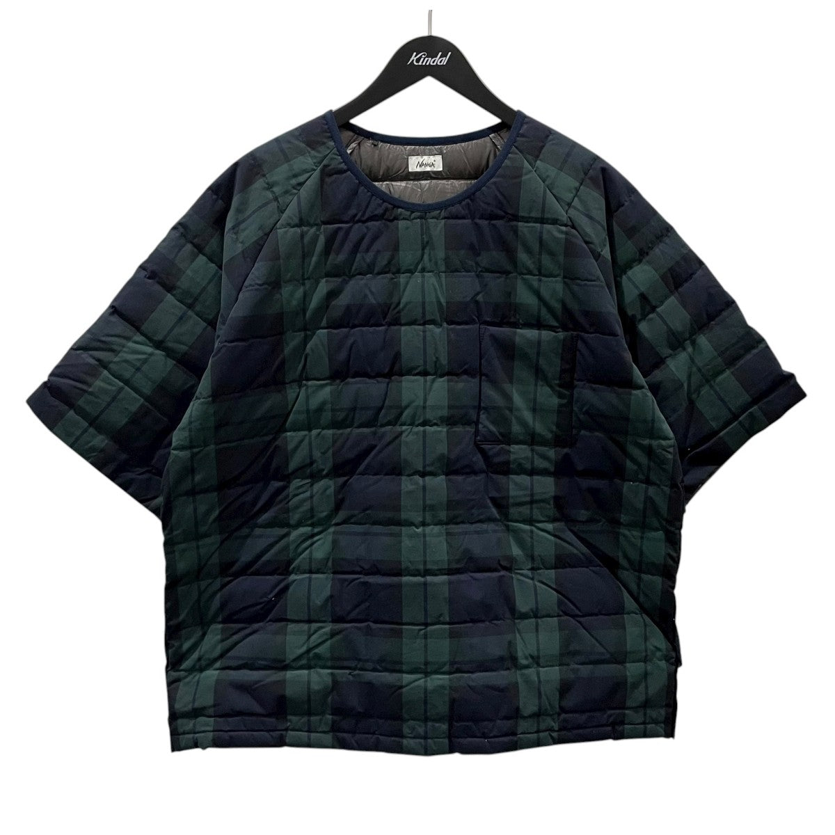 NANGA(ナンガ) ブラックウォッチチェック柄プルオーバー半袖ダウン