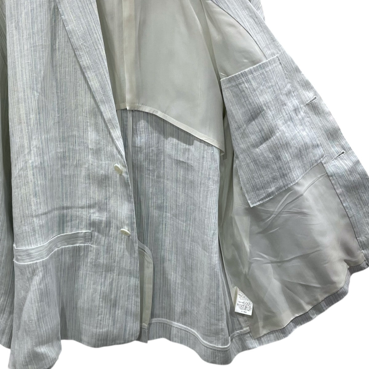 ストライプ柄リネンジャケット LINEN STRIPE CLASSIC THREE PIECE JACKET リネンストライプクラシックスリーピースジャケット