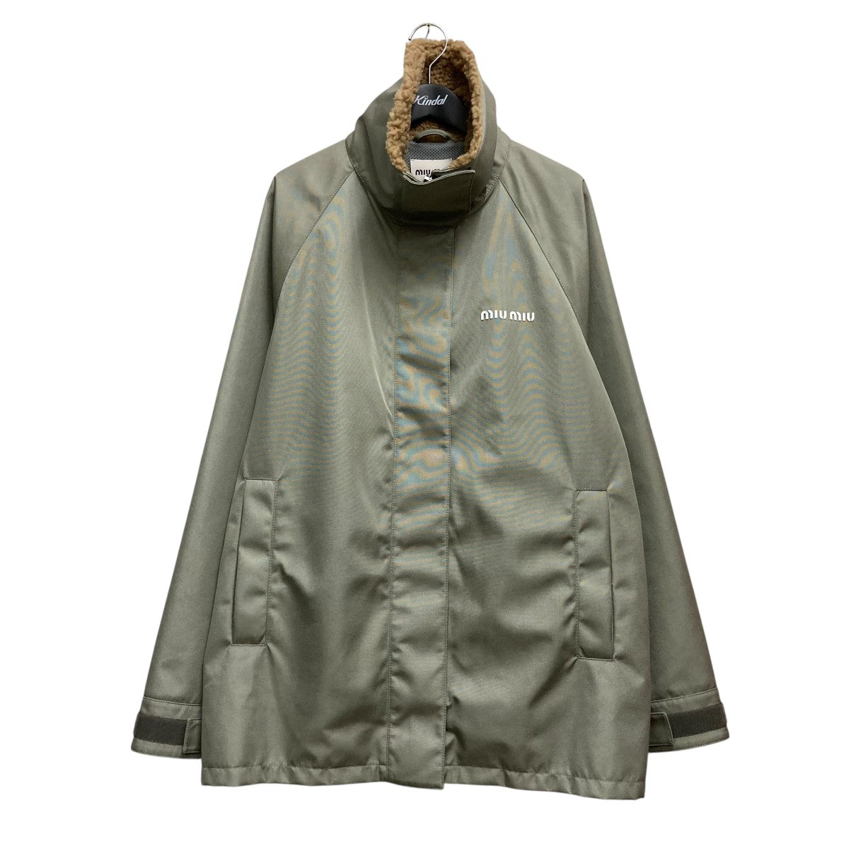 00s MIU MIU フェイクナイロンジャケット グリーン 38 美品 MIU MIU(ミュウミュウ) ナイロンジャケットML1093 ML1093 グレー