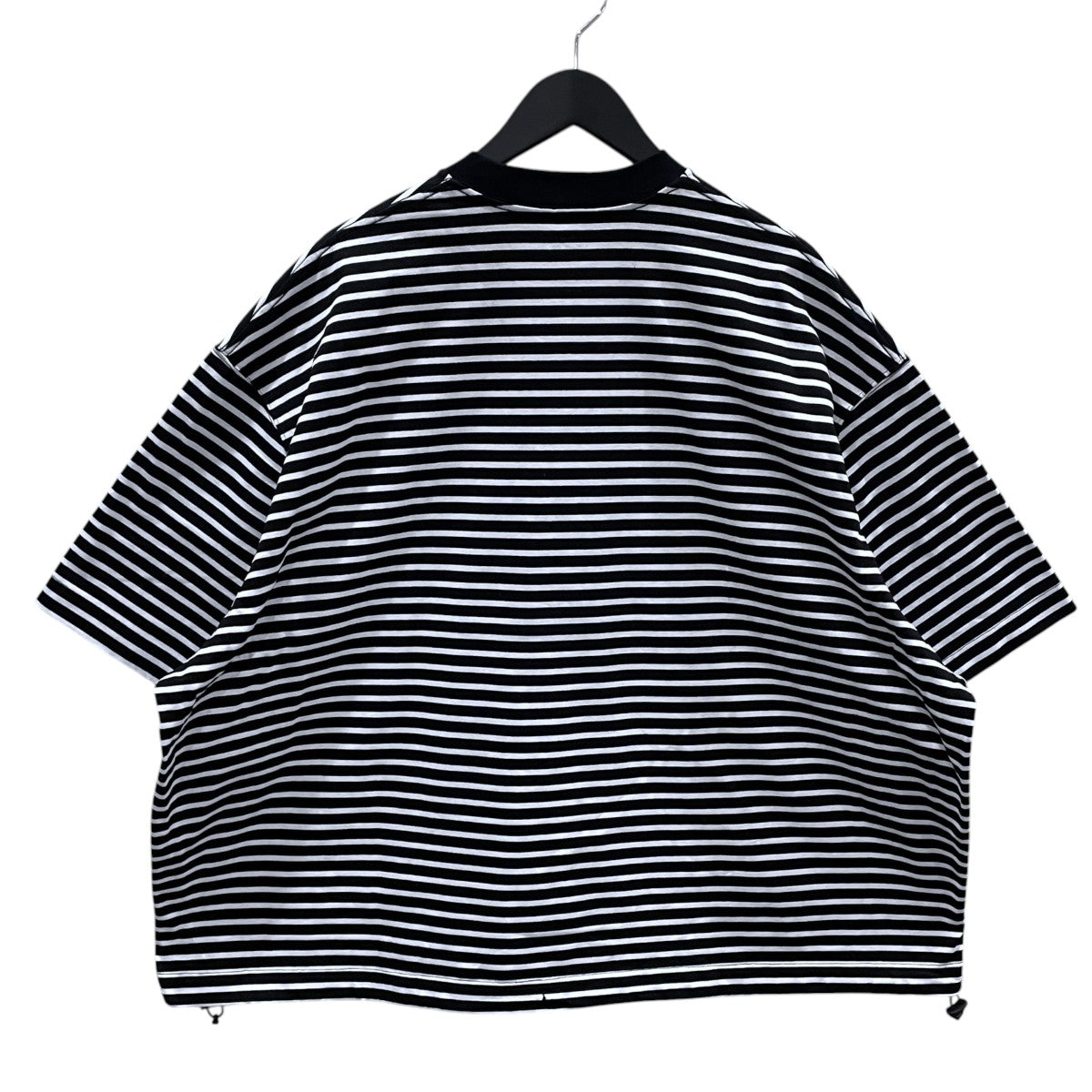 ストライプ柄裾ドローコードTシャツ BALLOON STRIPES T SHIRT バルーン ストライプテイーシャツ