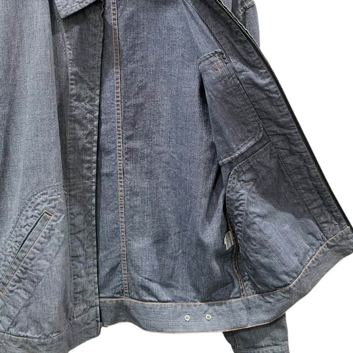 チェック柄ジップアップジャケット Indigo Pin-Check Work Jacket インディゴ ピンチェック ワークジャケット